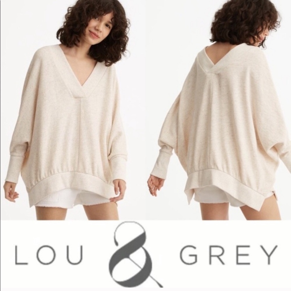 LOU & GREY Double V Sweater in Oatmeal